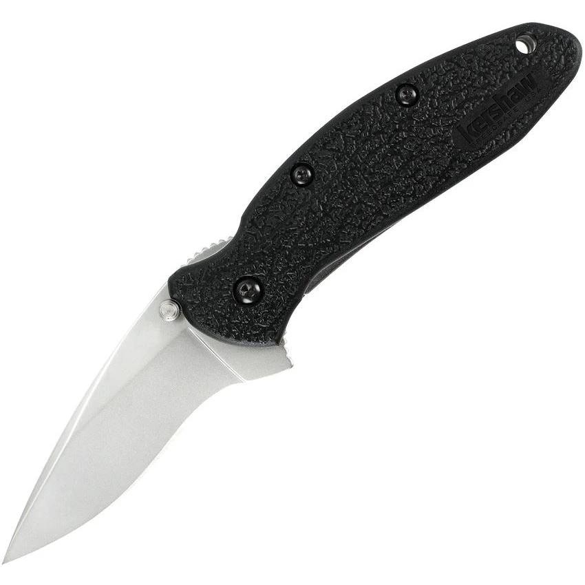 Kershaw Scallion Linerlock Assisted Opening Knife For EDC Enthusiasts Black Handle Two And A Half Inch Blade 420HC by Kershaw