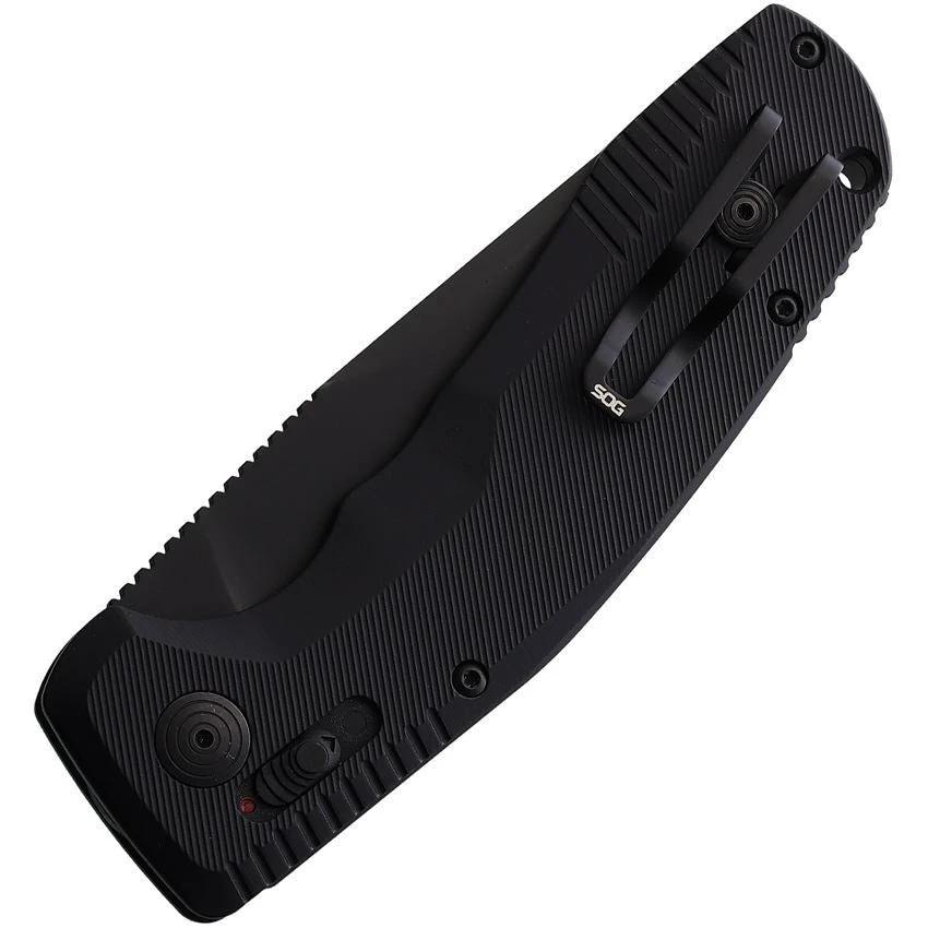 SOG Auto Knife AU-XR Tac Double-Action Safety D2 Serrated Blade Black TiNi EDC Tactical by SOG