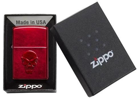 Zippo Doom Skull Lighter – Candy Apple Red Iced (Model 21186) by Zippo