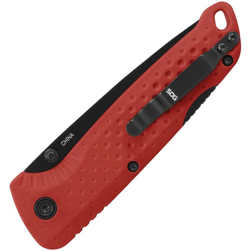 SOG Adventurer Lockback Knife Red GFN Handle For Rugged EDC Enthusiasts, 3 Inch Black PVD Blade by SOG