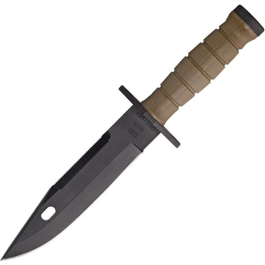 Ontario M11 EOD Fixed Blade Knife With 7.13in Black Powder Coated 420 Blade Tan Kraton Handle For Military And EOD Pros by Ontario