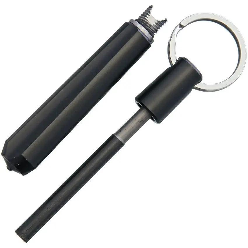 Real Steel Glass Breaker With Fire Starter Keyring For Outdoor Survivalists Aluminum Black Emergency Tools by Real Steel