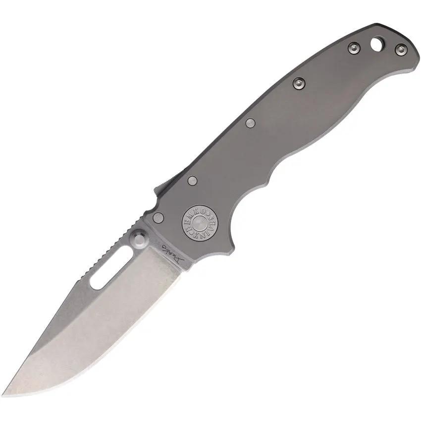 Demko AD20.5 Shark Lock Smooth Titanium EDC Knife for Knife Enthusiasts Premium CPM 20CV by Demko
