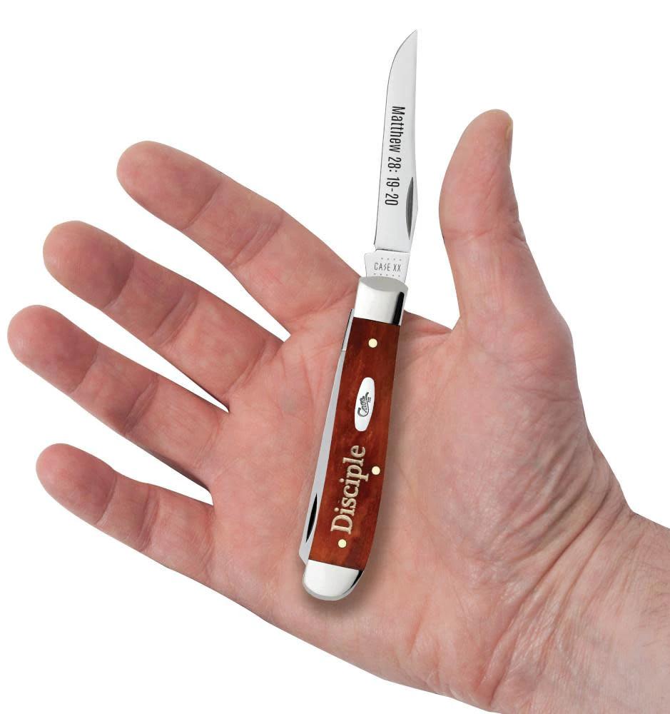Religious Sayings Matthew 28:19–20 Chestnut Bone Mini Trapper by Case Cutlery