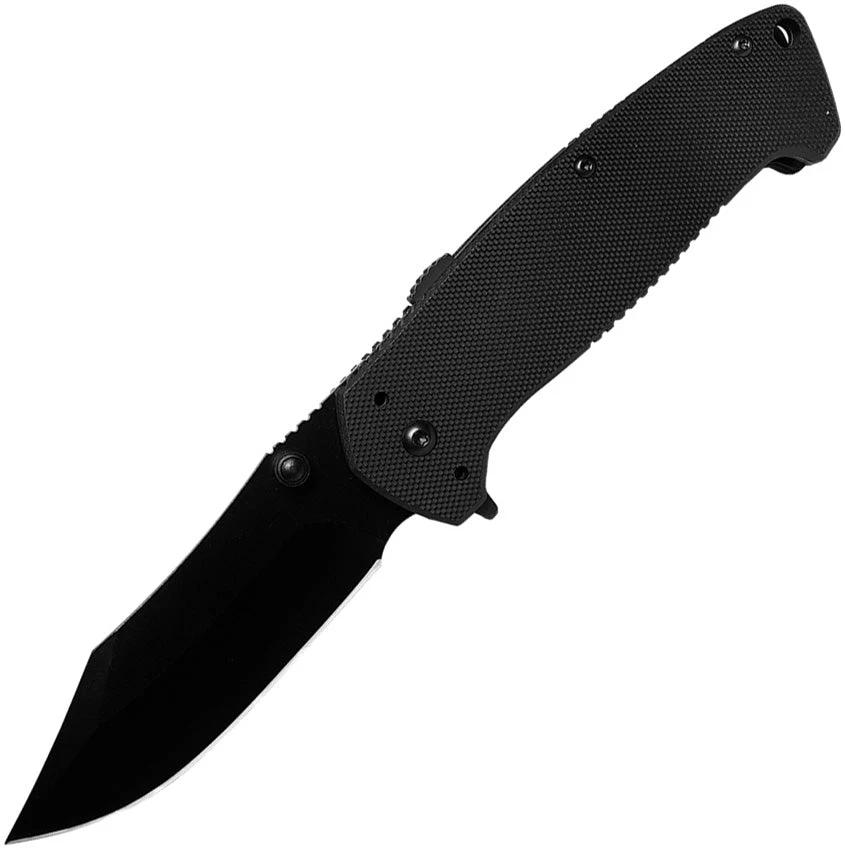 ABKT TAC Night Tracer Linerlock AB060B Assisted Opening Knife With 3.5in Black Stainless Blade And 4.5in Closed G10 Handle by ABKT TAC