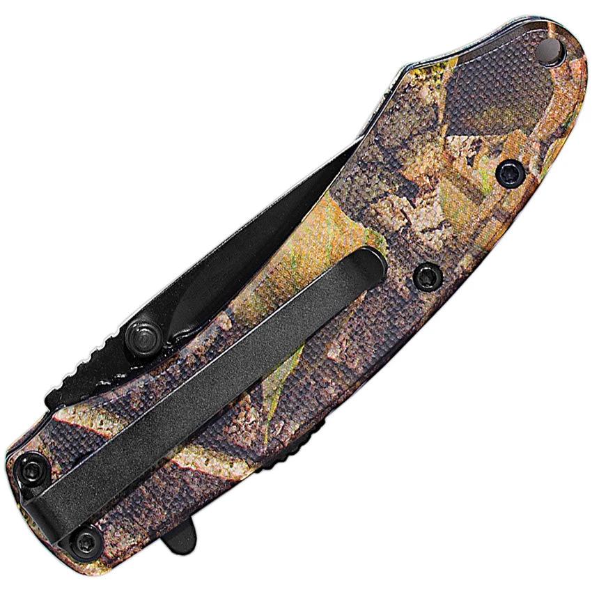 ABKT Tac Ember Linerlock Assisted Opening Knife 3.75 Inch Closed 2.75 Inch Blade Mossy Oak Camo G10 Handle by ABKT Tac