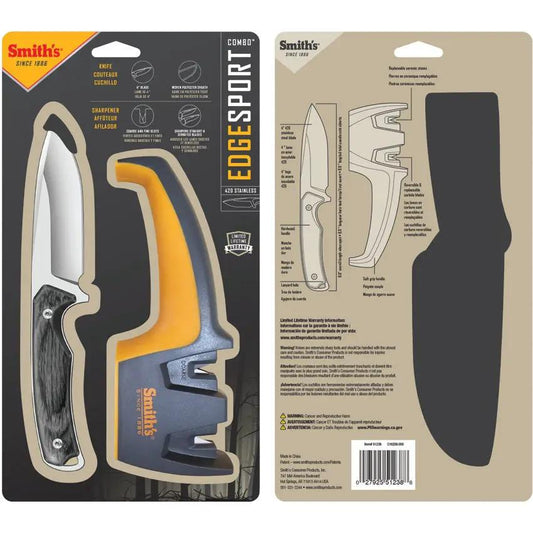 Smith's EdgeSport Fixed Blade Knife With Built In Sharpener Combo For Outdoor Enthusiasts by Smith's Sharpeners