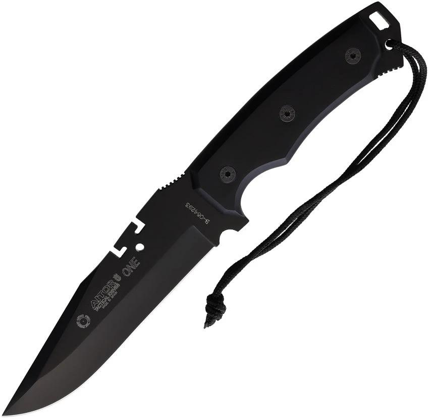 Aitor One Fixed Blade Knife With Full Tang 5.75 Inch Black Clip Point Blade For Outdoor Enthusiasts Cordura Sheath by Aitor