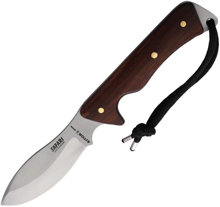 Aitor Safari Jr Durable Fixed Blade Knife 9In 3.5In Satin Blade Wood Handle Full Tang Belt Sheath For Youth Outdoors by Aitor