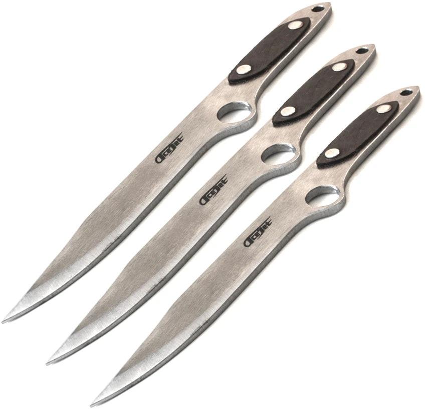AceJet Spinner Bowie Throwing Knives Set Of Three With Spring Steel Finger Spin Hole Leather Grips For Pro Throwers by ACEJET