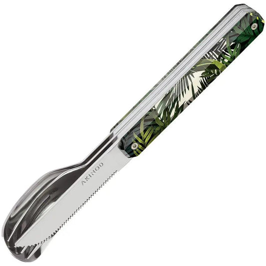 Akinod Jungle Magnetic Three Piece Cutlery Set 7 Inch Mirror Finish 2Cr14 Stainless For Campers by Akinod