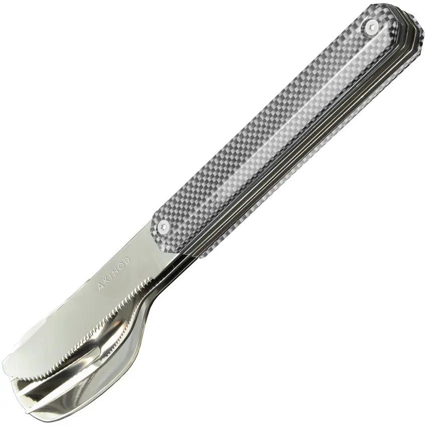 Akinod Magnetic Cutlery Set 7in Carbon Fiber Black Mirror Finish With Magnetic Assembly For Travel And Outdoor by Akinod