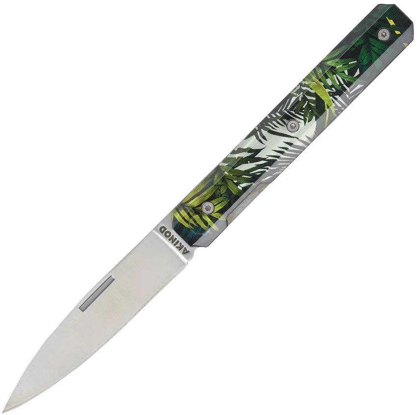 Akinod Paring Linerlock Knife Transparent Jungle Handle 3in 3Cr13 Stainless Blade 4in Closed EDC by Akinod