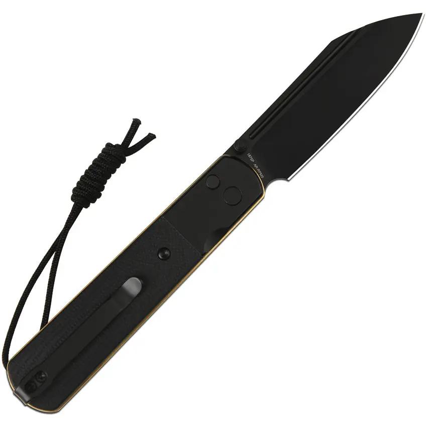 Artisan Holm Button Lock Knife 1875PBG Wharncliffe Edge for EDC Enthusiasts Stealth Black PVD Finish by Artisan