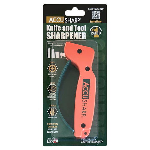 AccuSharp 14 Knife And Tool Sharpener Blaze Orange For Outdoor Enthusiasts Hunters And DIYers Serrated Edge Sharpening by AccuSharp