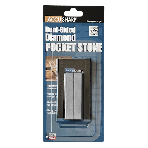 AccuSharp 027C Diamond Pocket Stone Dual Diamond Surfaces With Black Belt Pouch For Field And Home Sharpening by AccuSharp