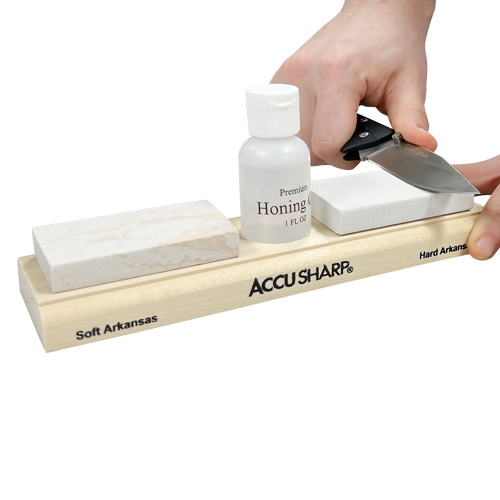 AccuSharp 023C Arkansas Whetstones Combination Knife Sharpening Kit With Medium And Fine Grit Stones by AccuSharp