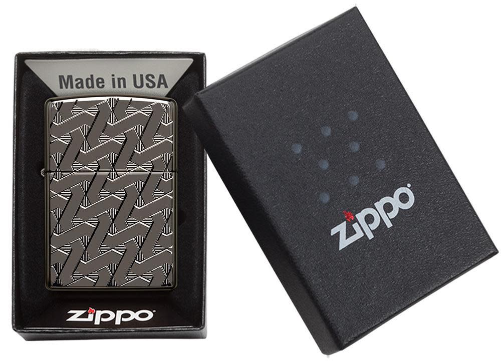 Zippo Armor® Geometric Weave Lighter – High Polish Black Ice®