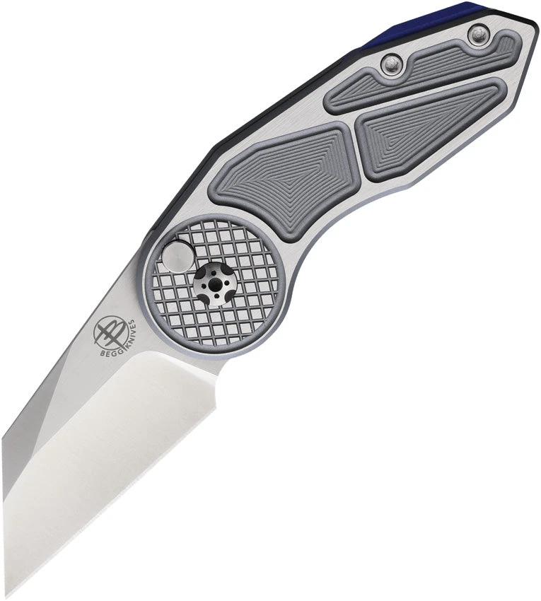 Begg Knives Micro Burst Button Lock Gray MICRO BURST CHECKERED GREY by Begg Knives