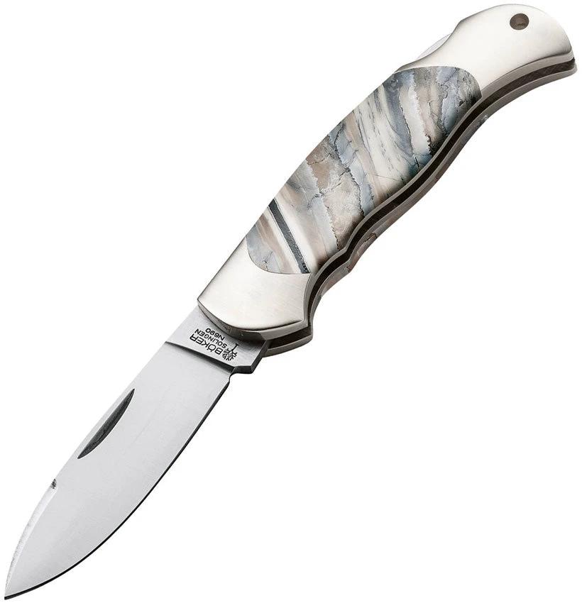 Boker Junior Scout Lockback Knife Premium Mammoth Tooth Handle N690 Satin Blade For EDC Enthusiasts by Boker