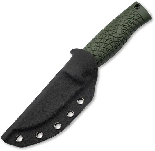 Boker Bronco Mini Fixed Blade Green CPM 3V Full Tang EDC Knife with Kydex Sheath by Boker