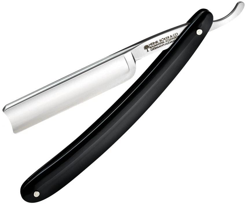 Premium Boker Classic Razor Five Eighths Inch Satin Blade With Black Synthetic Handle Extended Tang For Shavers by Boker