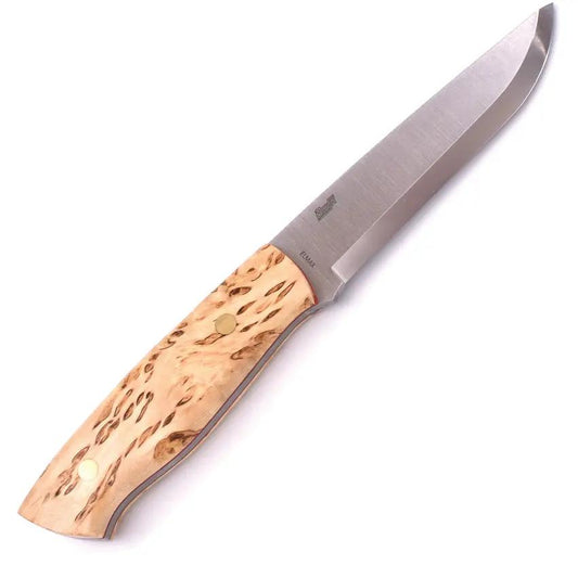 BRISA Trapper 115 Birch Rugged Fixed Blade Knife With Elmax Steel and Curly Birch Handle for Outdoor Enthusiasts by BRISA