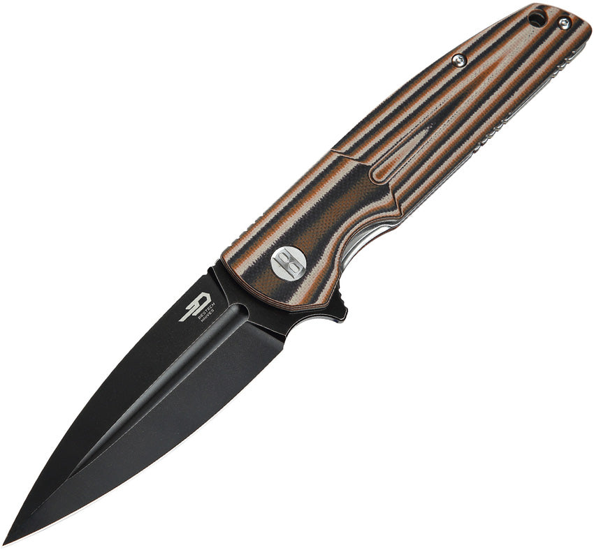 Bestech Knives Fin Linerlock Orange Multi Blk BG34C-3