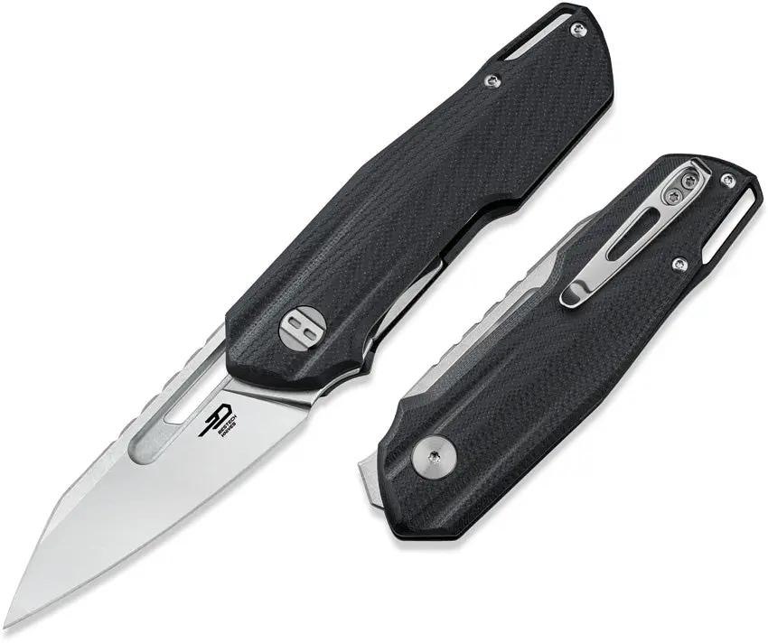 Bestech Knives Toddler Linerlock Knife BG64A Compact 2.75in 14C28N Sandvik Blade Black G10 Handle With Pocket Clip EDC by Bestech Knives