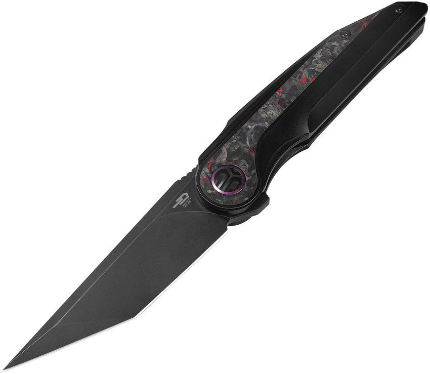 Bestech Blind Fury Framelock Knife BT2303E Premium M390 Blade Titanium Handle Red Carbon Fiber Inlay For EDC Enthusiasts by Bestech Knives