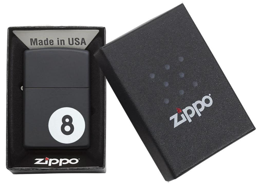 Billiards 8-Ball Zippo Lighter – Black Matte Finish by Zippo