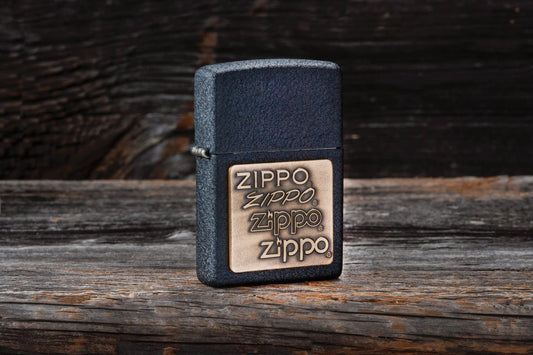 Black Crackle® Gold Zippo® Logo Lighter by Zippo