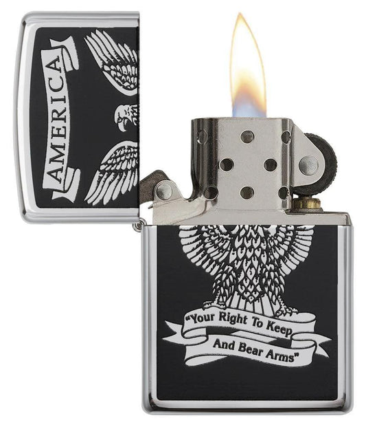 Black & White Americana Zippo Lighter – High Polish Chrome by Zippo