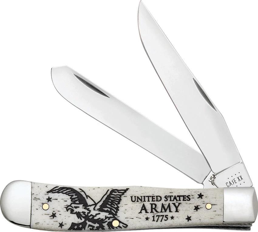 Case Cutlery US Army Trapper Knife 6254 SS Mirror Blades Natural Bone Handle Boxed For Collectors by Case Cutlery
