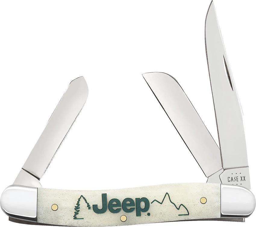 Case Cutlery Jeep Medium Stockman Knife 3.63 Inch Closed Bone Handle Clip Blade For Collectors by Case Cutlery