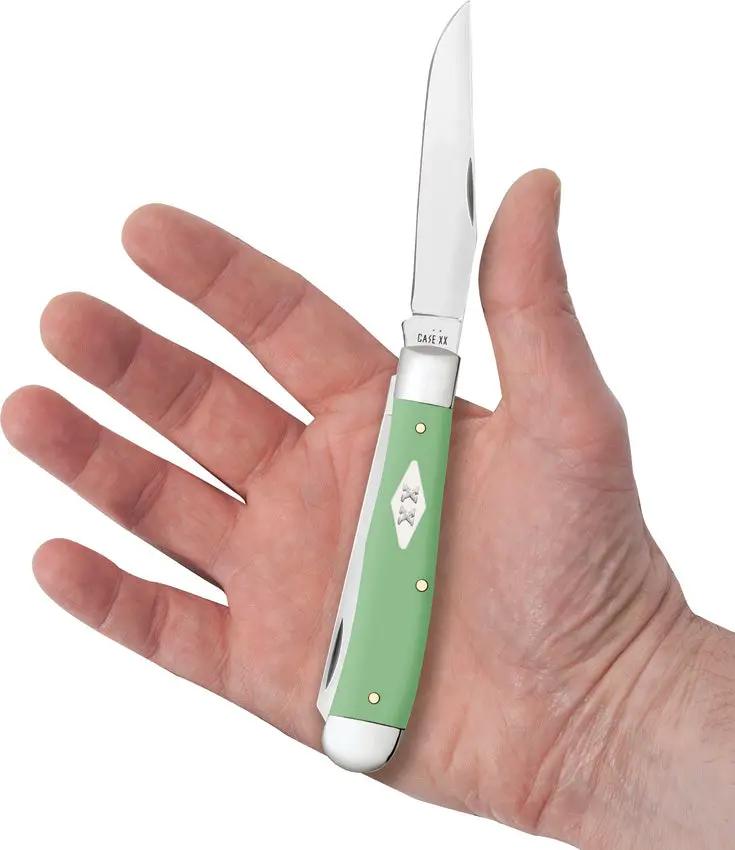 Case Trapper Knife Mint Green 63830 Mirror Finish Stainless Clip And Spey Blades For Collectors by Case Cutlery
