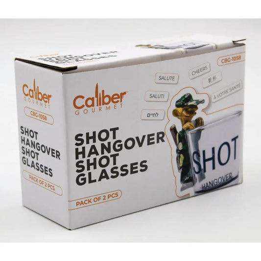 Caliber Gourmet Hangover Shot Glass Set Glass Construction Pack Of Two Boxed Gift For Party Lovers by Caliber Gourmet