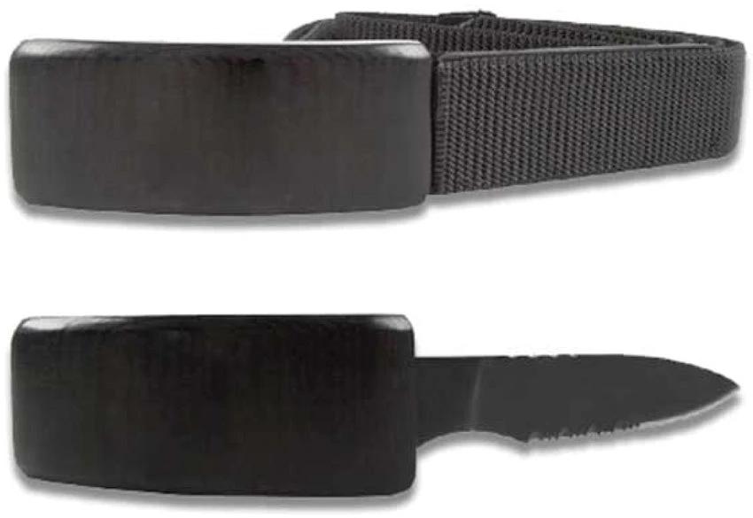 Cutting Edge Products Belt Buckle Knife DV01 With 2.75 Inch Serrated Stainless Blade And Black Pakkawood Handle by Cutting Edge Products