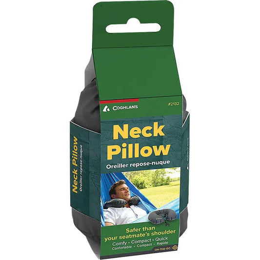 Coghlan's Travel Neck Pillow With Rapid Flow Valve For Travelers Soft Comfort Black by Coghlan's