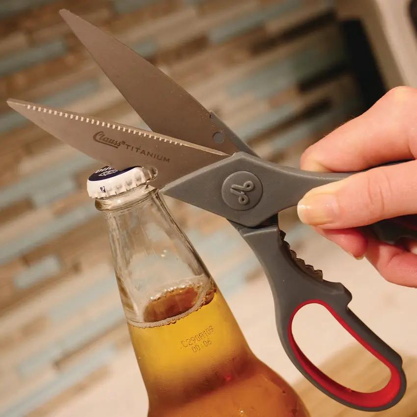 Clauss True Professional Kitchen Shears For Chefs 8.25in Titanium Bonded Serrated Blade With Bottle Opener by Clauss