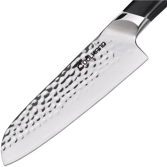 Coolhand Santoku Knife 7 Inch Hammered 440C Blade G10 Handle For Home Cooks And Pro Chefs by Coolhand