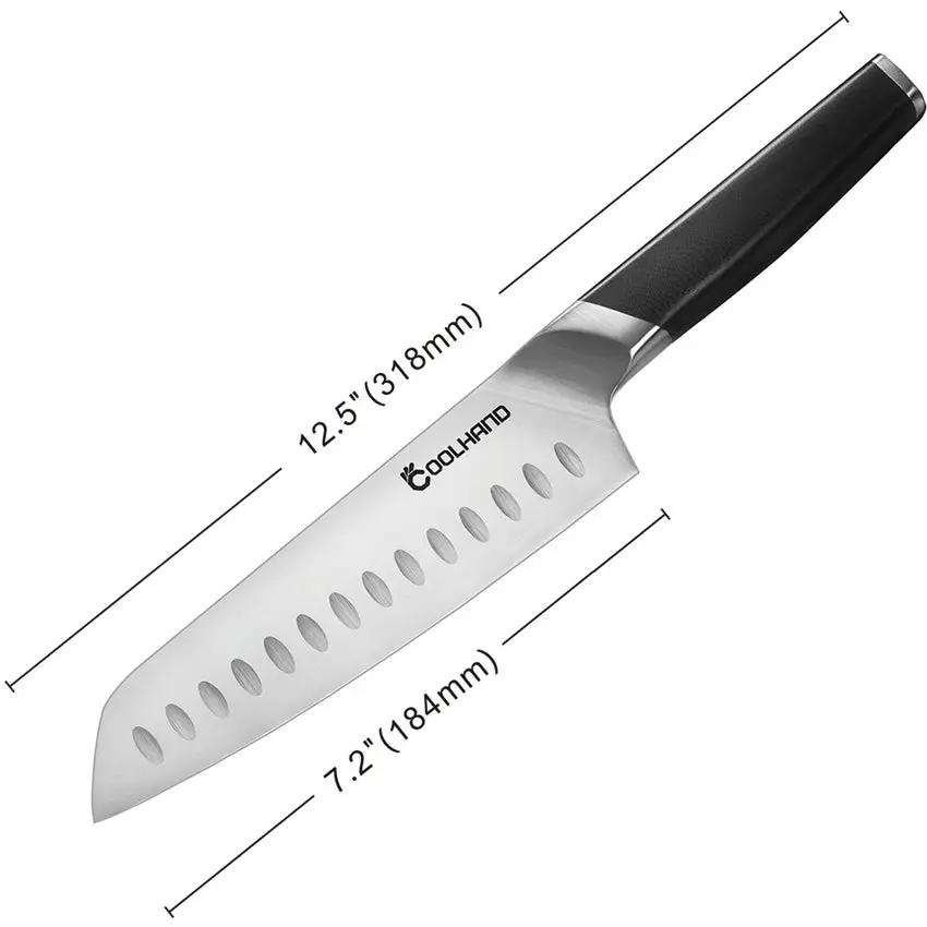 Coolhand Santoku Knife 7 Inch Satin Blade G10 Handle Premium Home Cooks And Pros by Coolhand