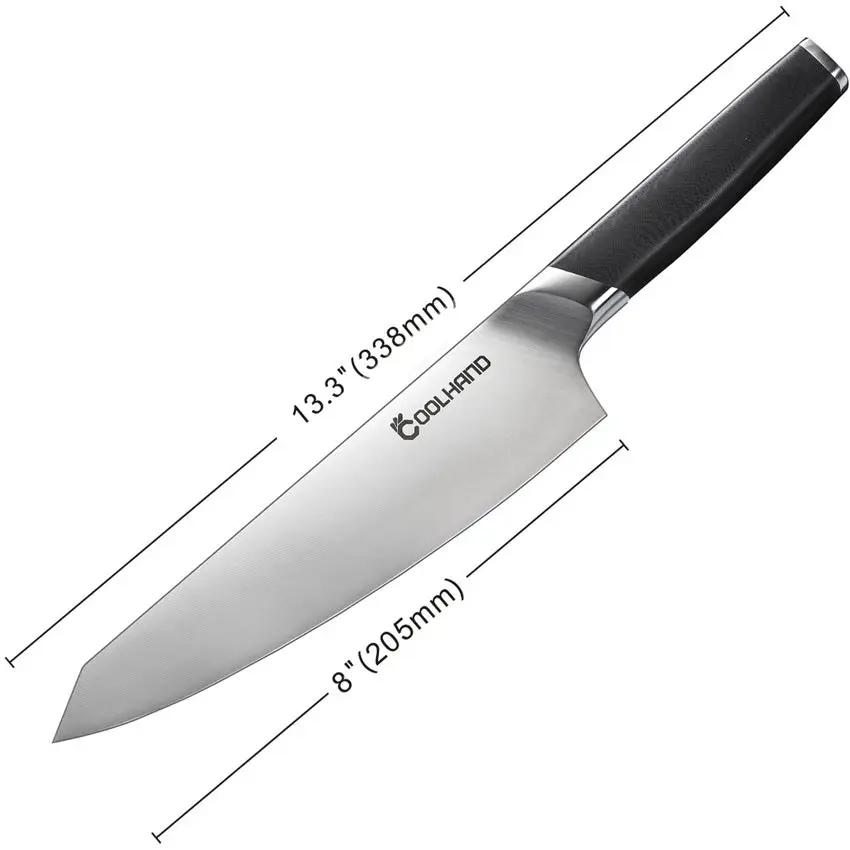 Coolhand Chef's Knife G10 8 Inch Satin Blade With Ergonomic G10 Handle For Home Cooks And Pros by Coolhand