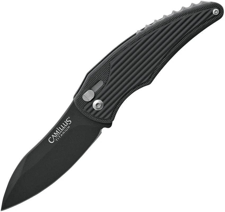 Camillus Wildfire 2 Knife For EDC Fans With Robo Quick Launch System AUS8 Carbonitride Titanium Blade Black GFN Handle by Camillus