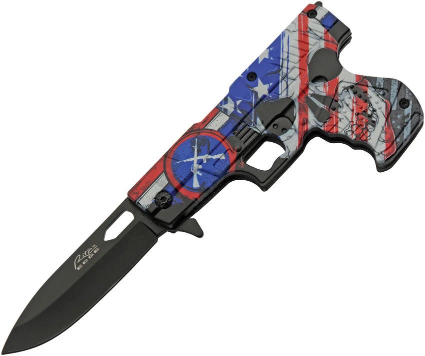 Rite Edge Gun Linerlock A/O Skull Flag 300227-SK by Rite Edge