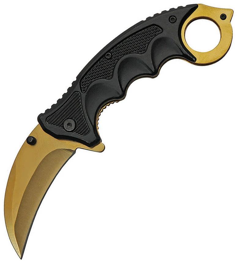 China Made Gold Karambit Linerlock A/O 300497-GD by China Made