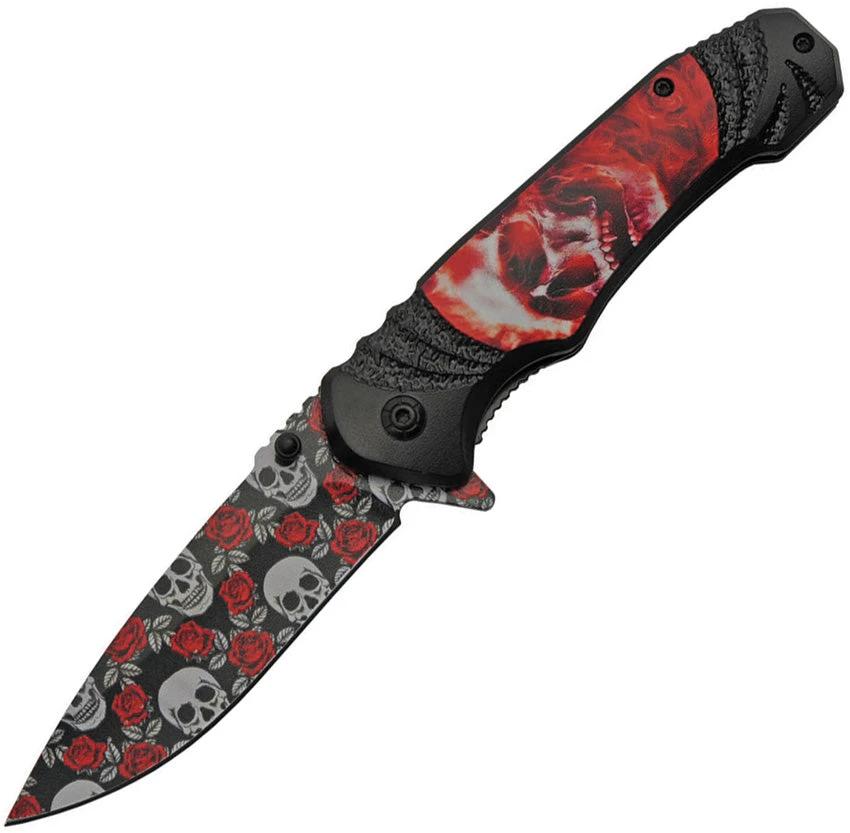 China Made Rose Skull Linerlock 300505 by China Made