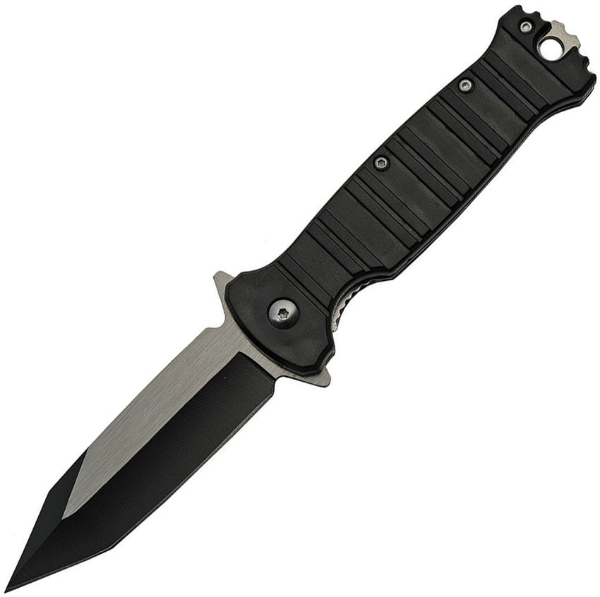 China Made Stripe Linerlock A/O Black 300510-BK