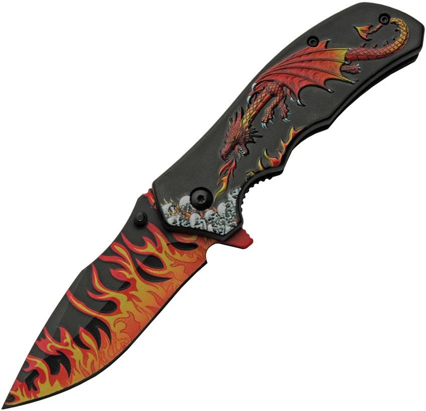 Rite Edge Dragon Flame Linerlock A/O 300549-RD by Rite Edge