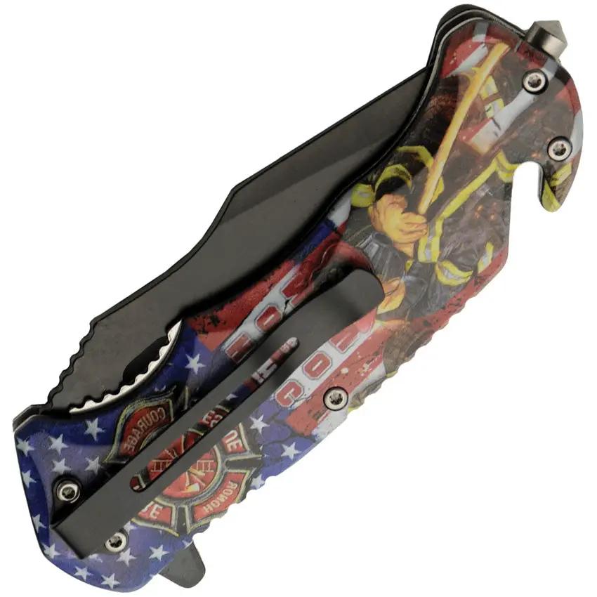 Rite Edge Firefighter Linerlock Assisted Opening Knife - Glass Breaker Belt Cutter ABS Handle by Rite Edge